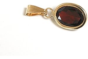 Peninsula Jewellery 9ct Gold Garnet Oval Pendant without chain