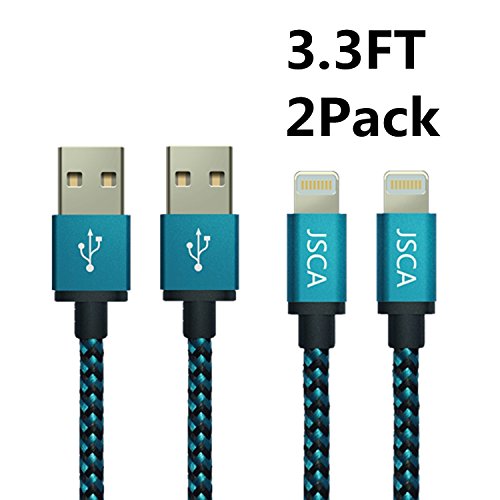 2 Pack Câble iPhone, JSCA 1M 3ft Nylon tressé Câble Lightning/Câble pour iPhone / Sync Data USB Câble pour iPhone 6/ 6s/5/5s/5c/SE, iPad 4, iPad mini, iPad Air