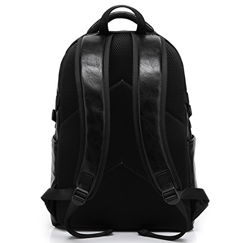 BAOSHA BP-06 PU Leder Rucksack Damen 15″ Laptoprucksack College Schultaschen Reisetasche Daypacks Uni Backpack für Outdoor Sports Freizeit Schwarz - 4