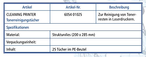 25x Tonerreinigungstücher, zur Reinigung von Tonerresten in Laserdruckern, Toner Wipe, Putztuch - 2