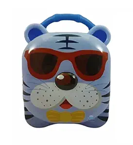 FunBlast Tiger Coin Box for Kids with Lock and Key ? Cartoon Toy Money Bank for Kids Piggy Saving Box for Girls, Boys, Birthday Return Gift for Children (Blue)