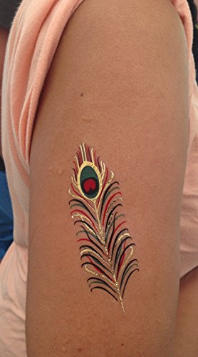 4 + 1 Bögen Metallic Tattoo Set Elli Türkis Flash Tattoo Aufkleber Hübsche Schmuck Tattoos - 7