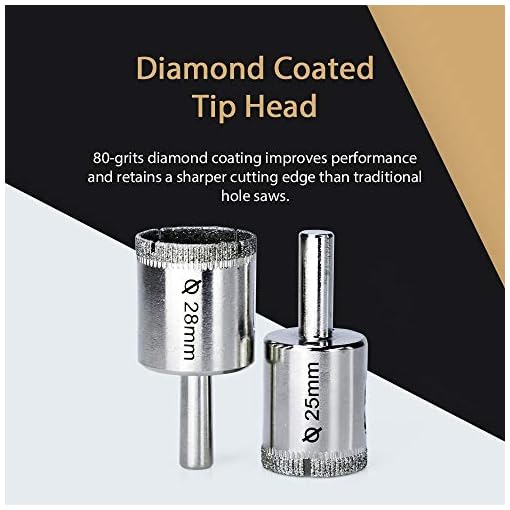 DIY Crafts 13x Diamond Drill Bits, Tile Hole Saw, Sibaok Hollow Core Hole Saw Remover Tools Set for Glass, Porcelain, Ceramic, Granite Drill Bit, 1/4 to 2 Inch 6-50mm (Pattern No # 1, Hole Saw Set) - Image 3