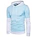 Produktbild VENMO Mens 'feste Heavy Blend Kapuzen-Sweatshirt Patchwork Sweatshirt Hoodie mit Kapuze Herbst Winter Tops Kaputzenpullover Hoodie Pullover Frühling Herbst Sweatshirt Langärmelig Kaputzen (L, Blue)