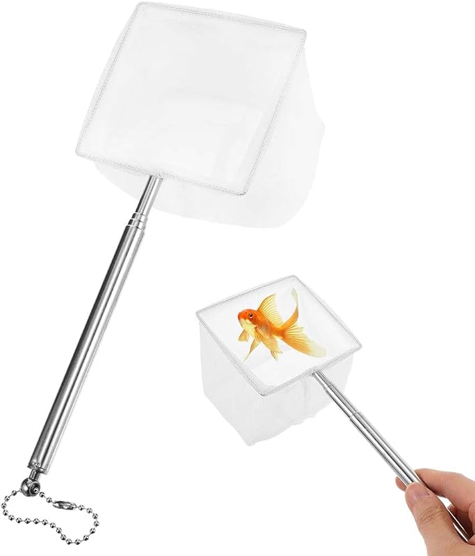 Androxeda 1 Pezzo Retino per Acquari, Rete Morbida a Maglia Fina in Nylon, Ideale per la Cattura di Piccoli Pesci e Gamberetti in Acquari e Laghetti, Bianco 7.8cm