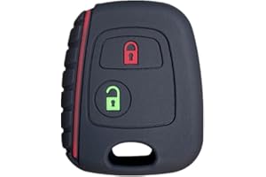 Happyit Cas de Couverture de Clé de Voiture en Silicone à Bouton Fluorescent pour Peugeot 107 207 307 407 206 306 406 pour Citroen C1 C4 C2 C3 Berlingo Xsara Picasso (Noir)