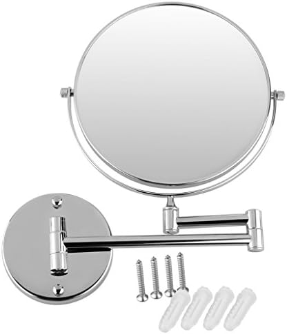Excelvan® Chrome Round Extending 8 inches cosmetic wall mounted make up mirror shaving bathroom mirror 3x Magnification