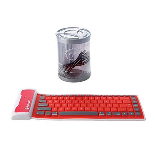 dizauL®Tastatur Flexibel Wasserfest Universal Tastatur für Apple/Samsung (Rot ) - 9
