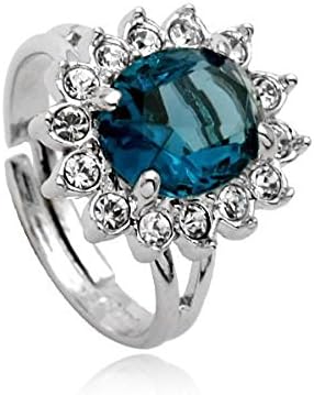 18ct White Gold Finish Ring with Sapphire Swarovski Elements