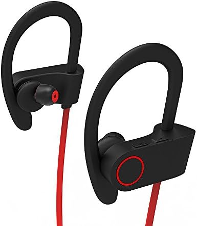 iVotre U8 Active Bluetooth Headphones In-Ear MIC with Stereo Bass Sound Bluetooth V4.1, CVC6.0 Noise Cancelling, Wireless IPX4, Waterproof&amp;Sweatproof Headsets for Smart Phones/PC/TV - Black with Red