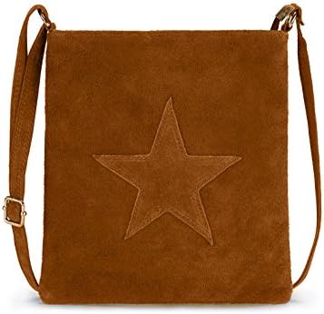 Kurt Kölln Women's Leather Handbag with Star Pattern, Buckskin / Real Leather, Can Be Worn as a Cross-Body or Shoulder Bag – The Perfect Accessory -  gold - One size