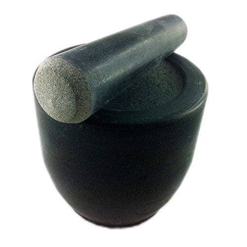 Mörser mit Stößel (massiver Mörser aus Naturstein mit Schlegel teil poliert) schwere Ausführung , iapyx® - 4