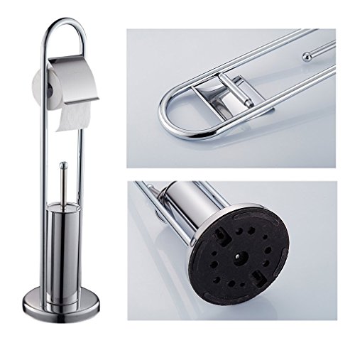 Auralum® Edelstahl Toilettenpapierhalter Klobürste Garnitur Rollenhalter Bürstengarnitur - 4