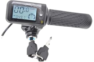 WHYCHSTORE Poignées d'accélérateur pour trottinette électrique avec écran LCD, compatible 36 V/48 V/60 V (8 broches 3 vitesses)