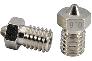 POLISI3D 2 unids actualización 3D impresora chapada resistente al desgaste M6 rosca latón boquilla 0.6mm para 1.75mm V6 Hotend Titan Aero extrusora Prusa I3 MK3 MK3S Anycubic I3 Mega 3D impresora (2x0.6mm)