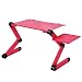 Produktbild Zerone Faltbarer Laptop Schreibtisch, 360 Grad Klappbarer Notebook Tischständer Bett Sofa Schreibtischablage Buchhalter Notebookständer mit Mauspad, Rot
