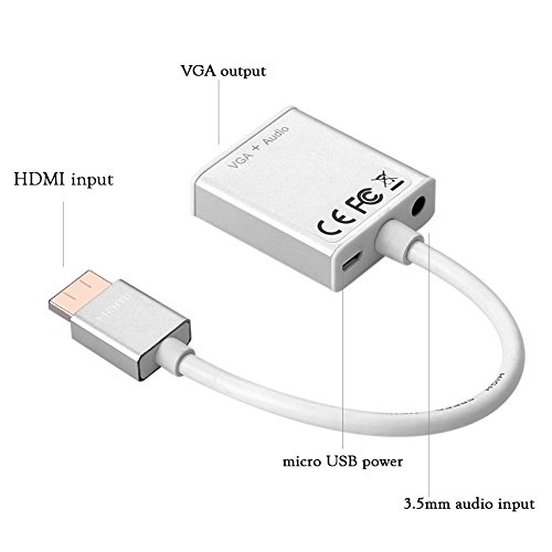 SIENOC 1080P HDMI auf VGA male zu female Video Audio Adapter-Kabel Converter mit Micro-USB und 3,5 mm Audio-Anschluss&Kabel für PC Laptop HD DVD - 2