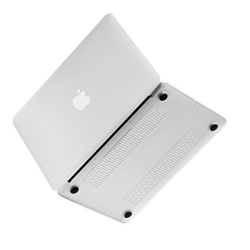 Matte Hartschale für 11 Zoll MacBook Air, LENTION Durchsichtige Plastikabdeckung & Schale für Mac Book Laptop, matte Hülle mit Gummifüßen, mit Anti-Staub Port Stecker – Transparent Weiß - 4
