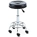 Produktbild RFIVER Rollhocker Hocker mit Rollen Arbeitshocker Werkstatthocker Bürohocker Drehhocker Möbel Max. 118 kg Drehbar Höhenverstellbar Schwarz SC1002B