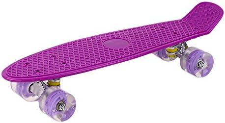 22" X 6" Deck New Flashing Wheel Penny Style Skateboard Complete Cruiser Board (Purple)
