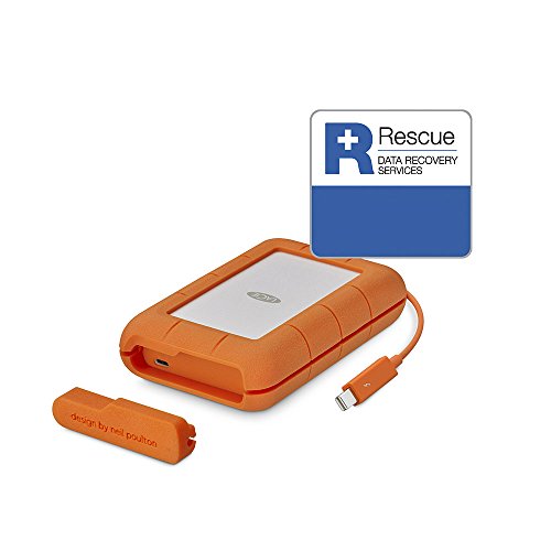 LaCie 4 TB Rugged Thunderbolt 3, USB-C, USB 3.0 Portable 2.5 inch External Hard Drive for PC and Mac + 3 Years Data Recovery Plan