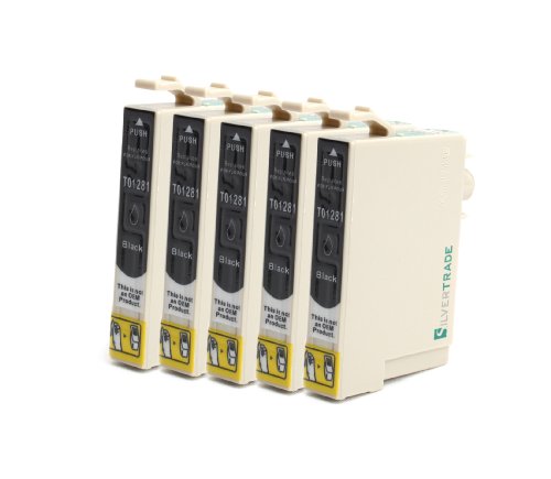 5x schwarz Tintenpatronen mit CHIP, kompatibel zu Epson T1281 für Epson Stylus Office BX 305F / BX 305FW / Stylus S 22 / Stylus SX 125 / Stylus SX 420W / Stylus SX 435W / Stylus SX 425W