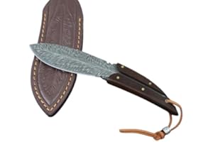 Galica couteau bushcraft lame fixe -20 cm- couteau collection-camping, toutes activités extérieures...-manche bois- étui cuir haute qualité-idée cadeau ; Livré prêt à offrir !!!