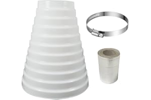 Oneyijun 100-200mm Diametro Bianco ABS Plastica Rotondo Raccordi Condotto Riduttore Tubo Canalina Multi Estrattore Ventilatore Ventilazione Connettore con morsetto e nastro in acciaio inossidabile