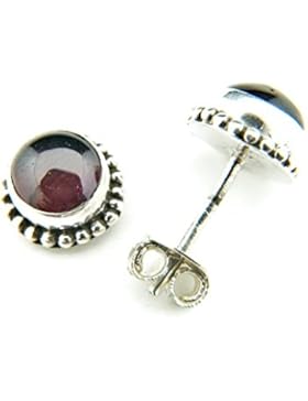 Ohrstecker 925 Sterlingsilber mit Granat 7 mm x 7 mm