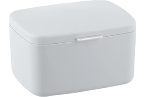 WENKO Caja de baño con tapa Barcelona blanco - Cesta de almacenaje, cesta para el baño con tapa, absolutamente irrompible Capacidad: 2.479 l, Plástico (TPE), 19.5 x 11 x 16 cm, Blanco