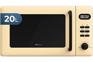 Cecotec Forno a Microonde con Grill Da 20 L Proclean 5110 Yellow. 700 W In 6 Livelli E Griglia Da 800 W, Modalità Scongelamento, Segnale Fine Cottura, Lampada Interna, Timer 30 Minuti, Design
