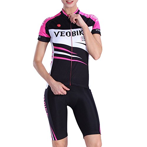 Veobike Damen Radtrikot Set Kurzarm Fahrradtrikot Suit für Reiten Radfahren Radsport