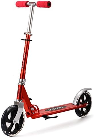 Scooter, Sondereu Height Adjustable up to 100 kg Farbwahl Kick Board with 2 Wheel Scooter 205 mm Wheel Drive for Adults and Children, red
