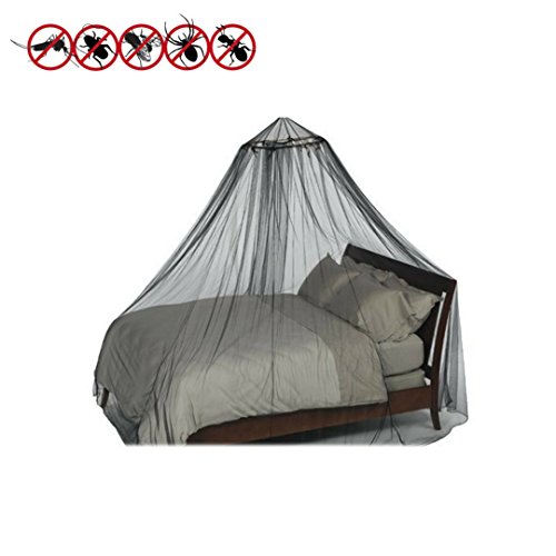 Mosquito Nets 4 U® Large Black Mosquito Net Bed Canopy Full Coverage Protection for Holiday & Home. Non Skin Irritation. 156 holes per square inch.  Free Mosquito Nets 4 U Drawstring Bag.