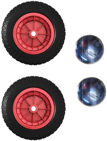 wheelbarrow wheel pair of 3.50-8 14" red puncture proof with 1" capped star clips