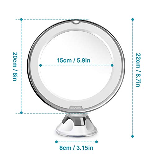 BEAUTURAL-Miroir-de-Maquillage-Grossissant-Lumineux-10x-LED-avec-1-Joint--Bille-et-Ventouse-360-Rotation-Ajustable-Fonctionne-avec-des-Piles