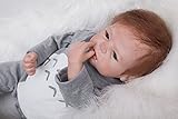 2.La cabeza, 3/4 de los brazos y 3/4 de las patas están hechos de material de vinilo siliconado. El hombro y el cuerpo están hechos de tela con relleno interno de algodón PP. Te sentirás muy bien cuando toques la muñeca. Las extremidades son móviles, la muñeca puede sentarse y acostarse fácilmente, pero no puede ponerse de pie y hablar. El cuerpo no tiene género.