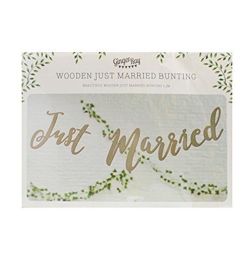 Ginger Ray Holz Schild Just married Schrift Hochzeit Wimpelkette Dekoration ? Schöne Botanics - 3