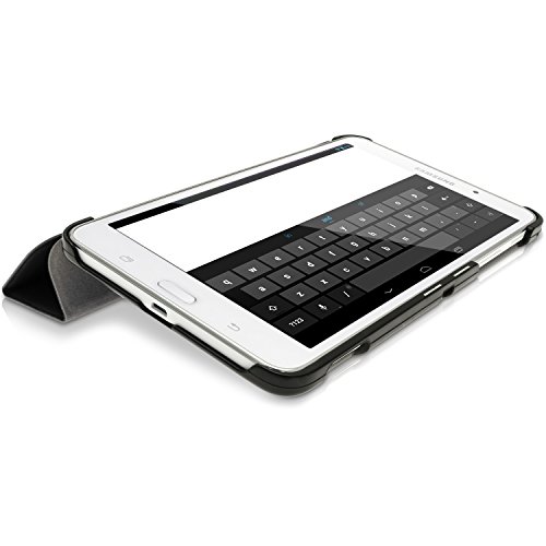 igadgitz Schwarz PU Ledertasche Hülle Smart Cover für Samsung Galaxy Tab 4 7.0″ SM-T230 mit Multi Winkelbetrachtung Stand + Displayschutzfolie - 7
