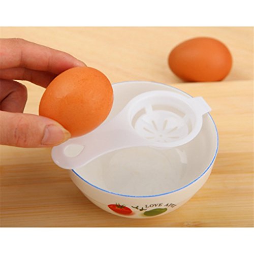 HENGSONG Weiß 3er Set Eiweißtrenner Ei Separator Praktisch Löffel zum Trennen von Eiweiß und Eigelb - 3
