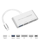 Adaptador Shot Case Adaptador 5 en 1 Type C para Zopo Speed 8 Smartphone Lector de Tarjetas SD TF USB 2.0 3.0 Micro-USB (Gris)