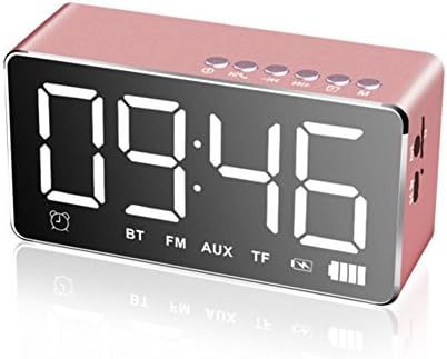 EAAGD LED Alarm Clock with Bluetooth Speaker and FM Radio, Stereo Sound Speaker Built-in TF Card,LED Nightstand Clock and LED Dimmable Display (Gold)