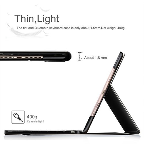 IVSO iPad Pro 10.5 QWERTZ Tastatur, Abnehmbare Wireless Bluetooth Tastatur Schutzhülle mit Standfunction Für Apple iPad Pro 10.5 Tablet, Schwarz - 6
