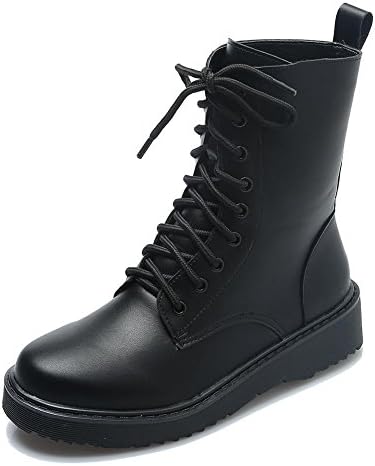 GJDE Martens Boots Fashion Women-Adult XYM9902-6 Autumn and Winter Classic Thick Soles Warm Shoes, black cashmere, 39