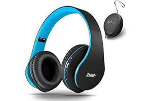 ZIHNIC Bluetooth Headphones Over-Ear, Foldable Wireless and Wired Stereo Headset Micro SD/TF, FM for Cell Phone,PC,Soft Earmuffs &Light Weight for Prolonged Wearing(Blue)