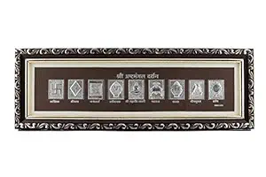 Hem Jewels 999 Pure Silver Astha Mangala Darshan Frame for Home Decor (Silver, 12 x 4 Inches)