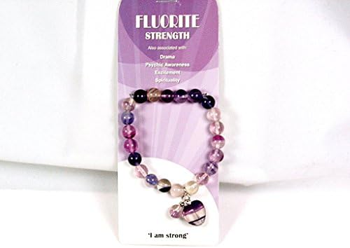 Healing Fluorite Bracelet with Heart &amp; bead - Spirituality