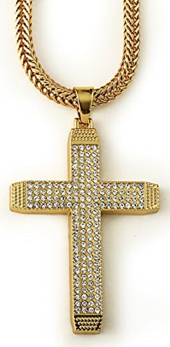 CACTUS88 Fashion Gold Plated Exaggerate Crystals Cross Style Pendent Necklace