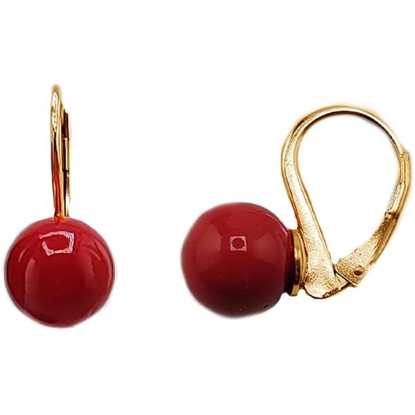 Orecchini A Lobo Artigianali In Argento 925 Con Corallo Rosso Naturale Taglio Goccia E Zirconi Bianchi - Gioiello Unico Made In Italy, Regalo Per Lei