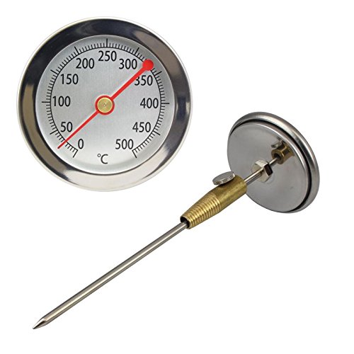 500 °C / 15 cm Thermometer für Bratofen / Backofen / Pizzaofen / Holzofen / Holzbackofen / Ofen / Grill . Analog / Bimetall / Edelstahl - 2